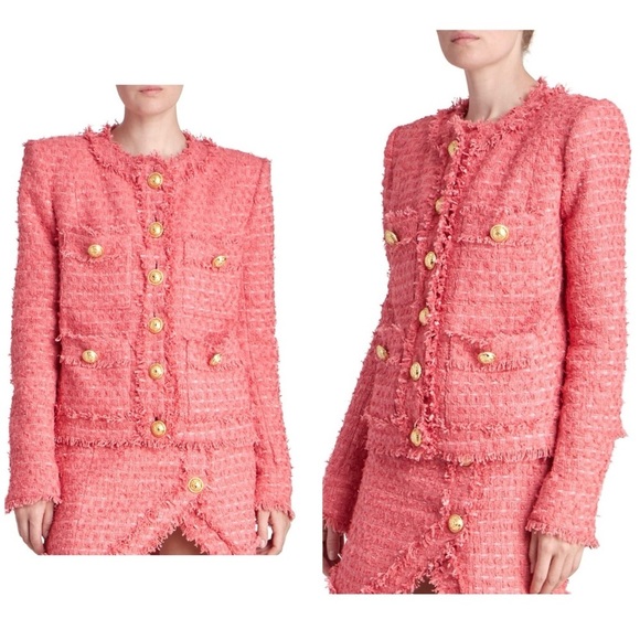 Balmain Salmon pink tweed jacket - Picture 3 of 6